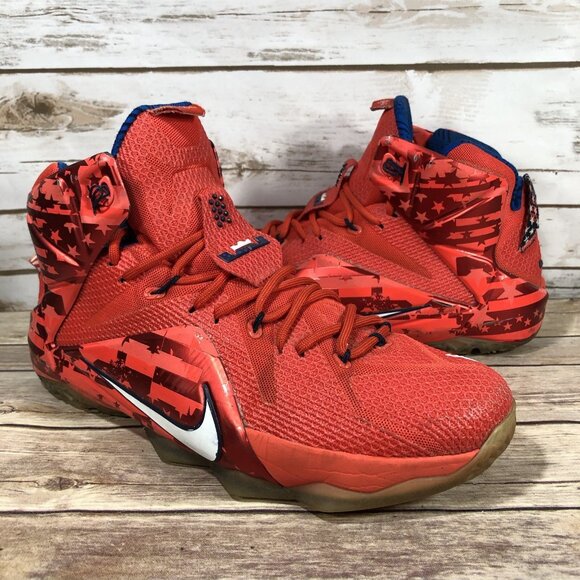 Nike LeBron James XII 12 Independence Day Shoes Mens Size 11 684593-616 Red - Picture 2 of 12